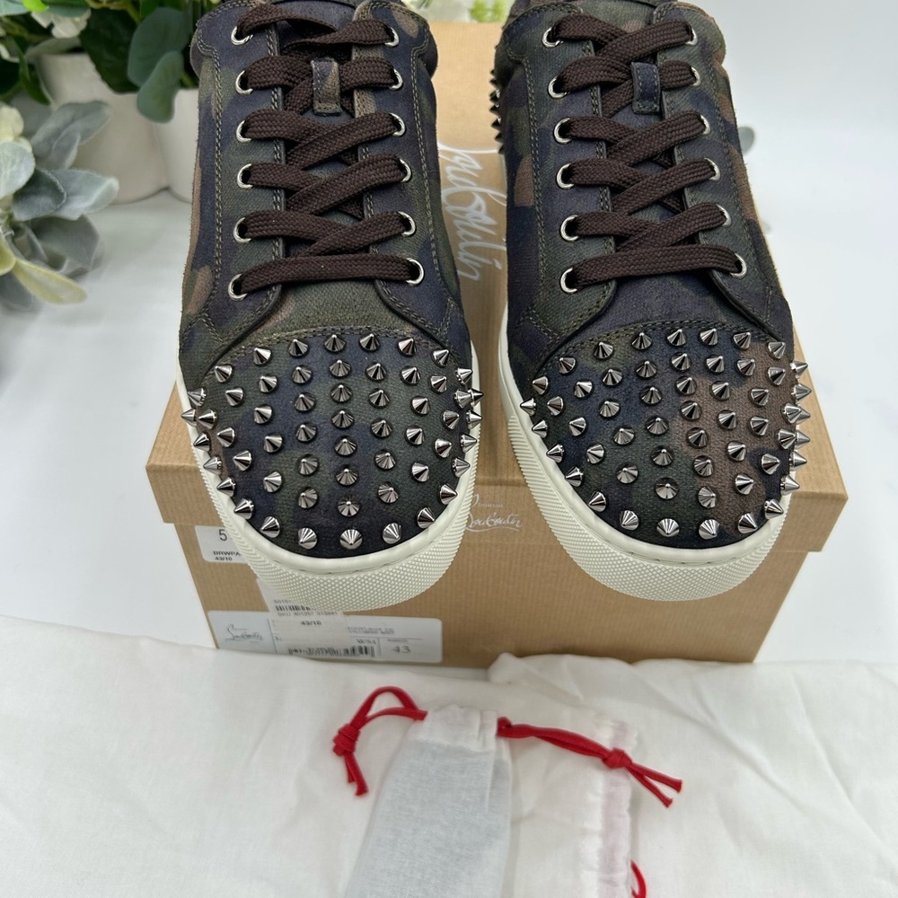 Men's Christian Louboutin SEAVASTE camouflage print sneakers size 43 made Italy - Picture 3 of 11